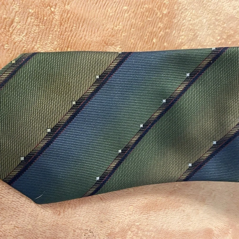 Etienne Aigner Green and Blue Diagonal Striped Tie